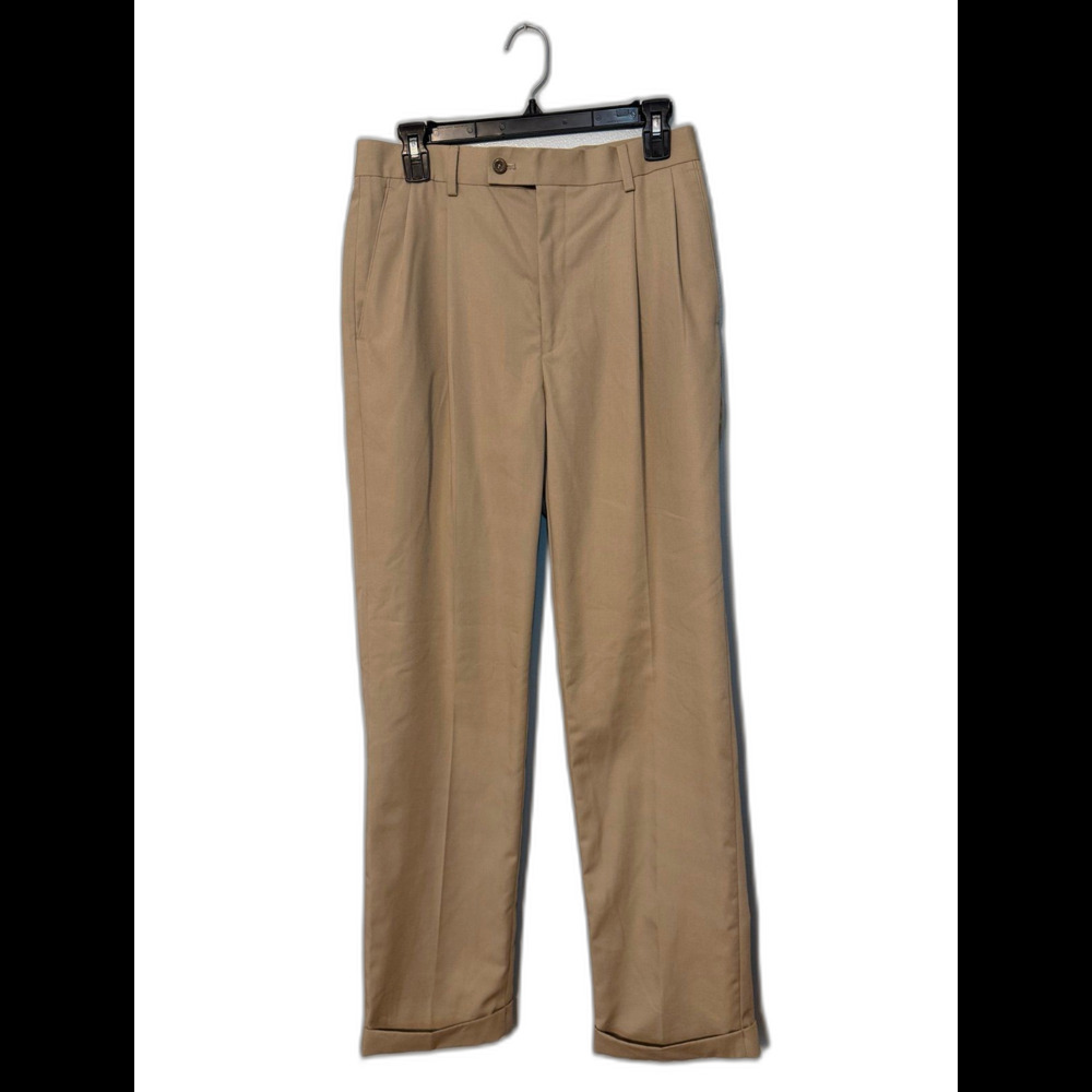 Men's Khaki Pleated Dress Pants